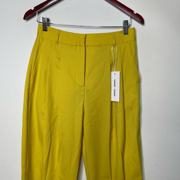 Samsoe Samsoe High Rise Straight Cut Pleated Luzy Trousers Celery Womens S NWT - Picture 3 of 10